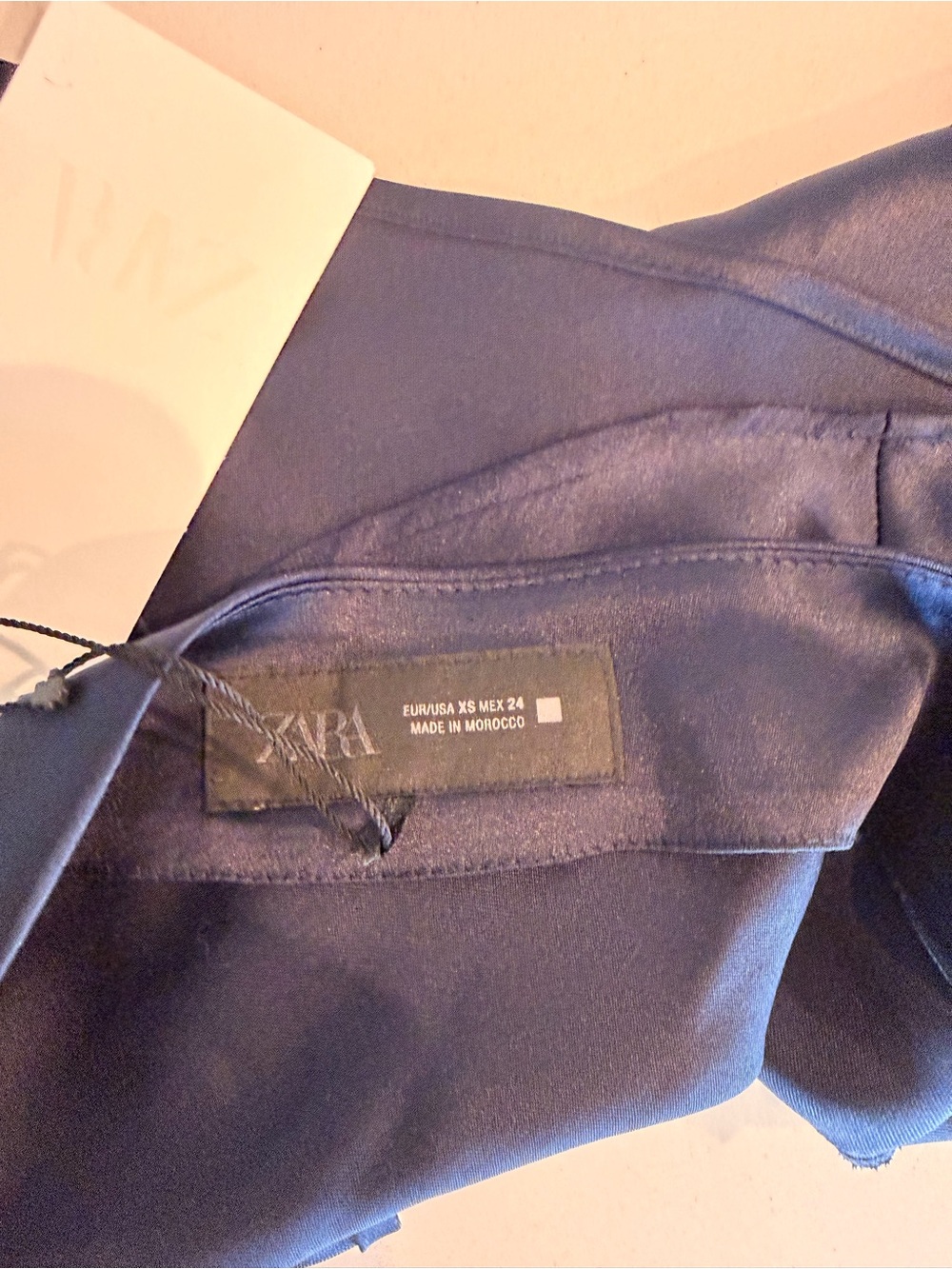 Zara Navy Satin Halter Tank Top - Picture 4 of 4